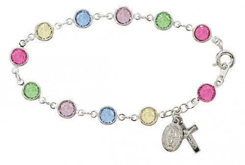 Multi-Color Crystal Disk Rosary Bracelet