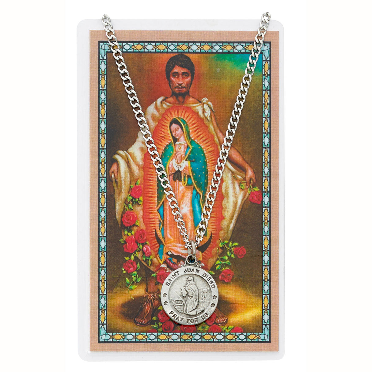 Saint Juan Diego Pewter Medal & Holy Card Set  PSD600JD