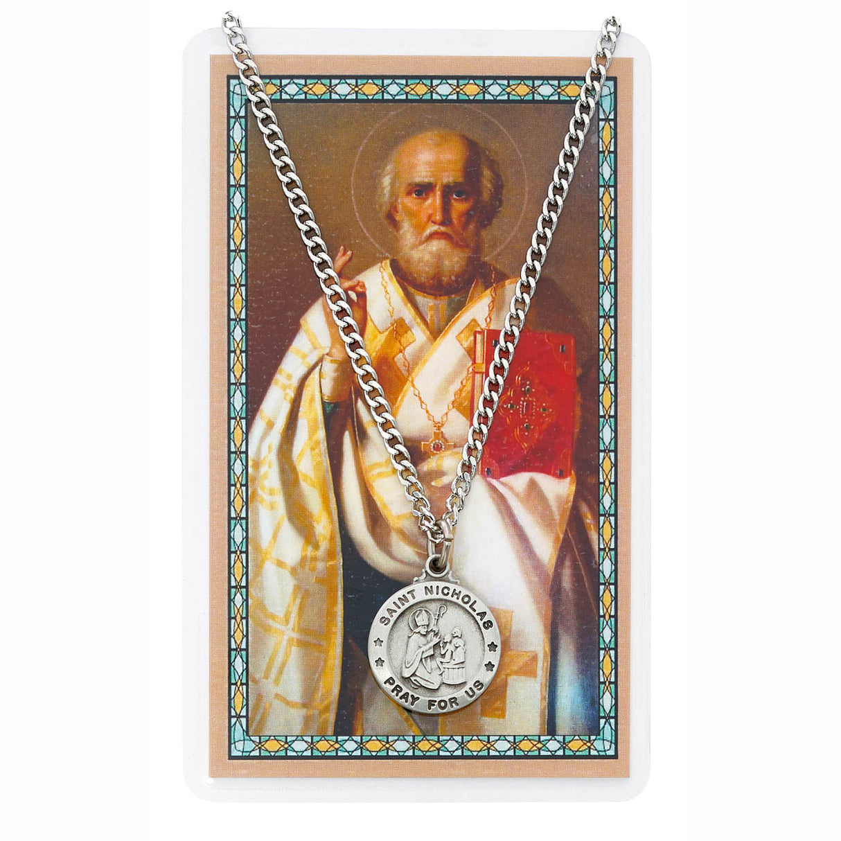 Saint Nicholas Pewter Medal & Prayer Card Set  PSD600NC