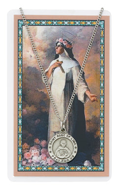 Saint Rose of Lima Pewter Medal & Prayer Card Set   PSD600RS