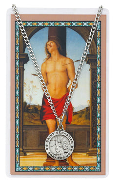 Saint Sebastian Prayer Card & Pewter Medal Set  PSD600SB