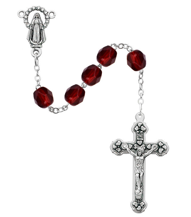 January Garnet Fire Polished Rosary  no. 120-GAR