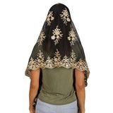 Two Tone Black & Gold Long Chapel Veil