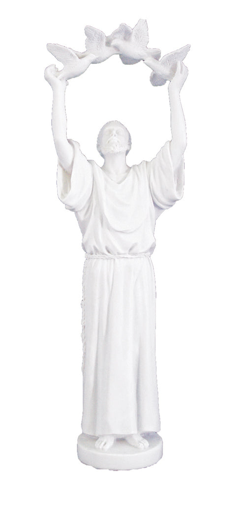 Saint Francis with Birds White Statue SR-622