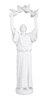 Saint Francis with Birds White Statue SR-622