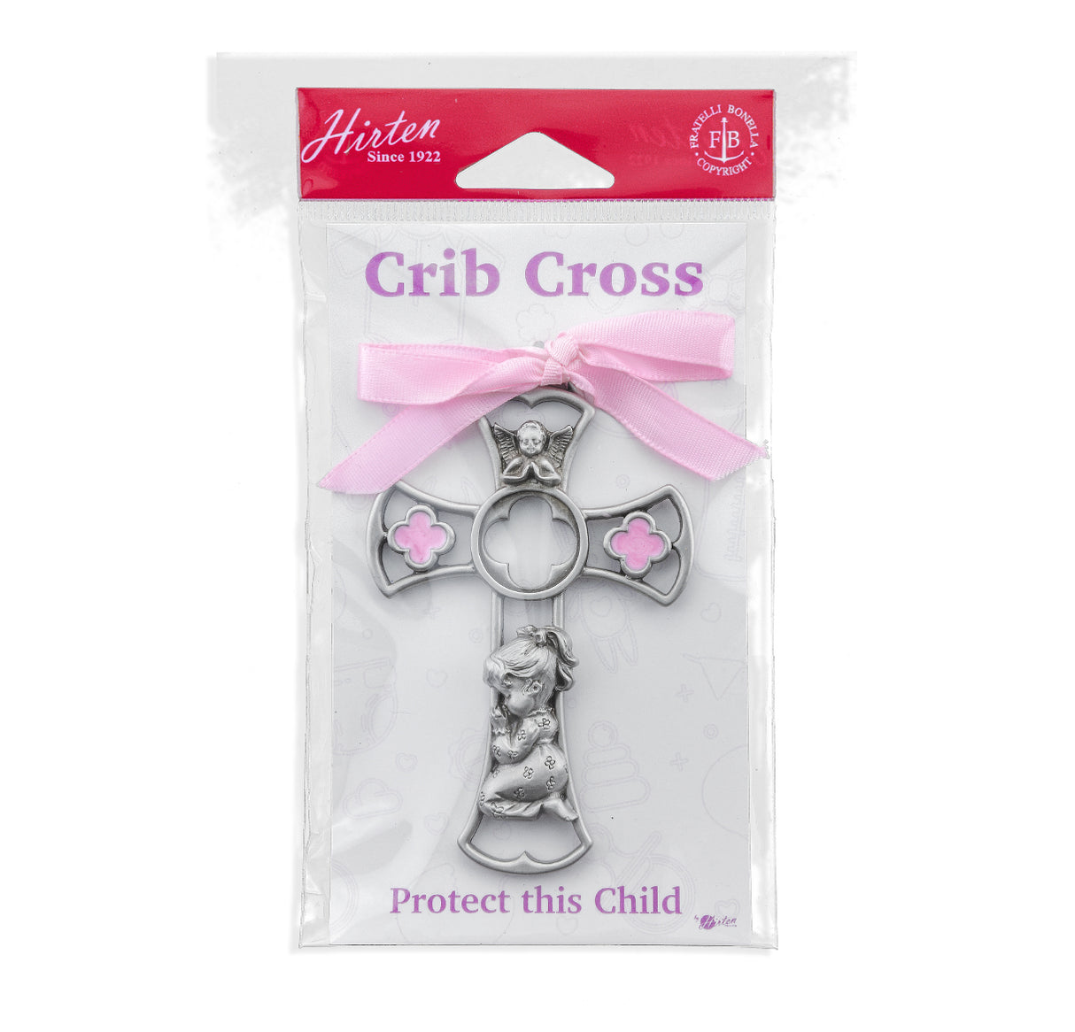Pink Protect This Child Crib Cross with Girl