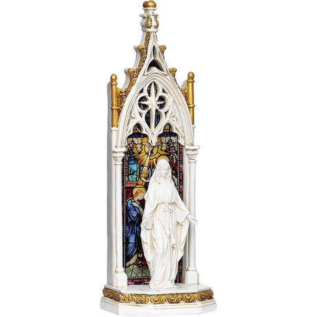 Lighted Our Lady of Grace Statue in Stained Glass Arch 601294