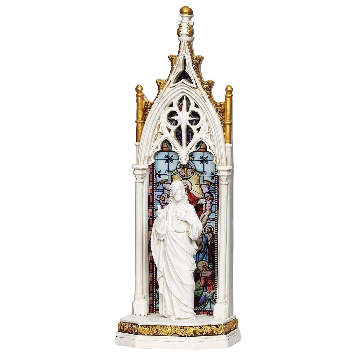 Lighted Sacred Heart Statue in Stained Glass Arch 601295