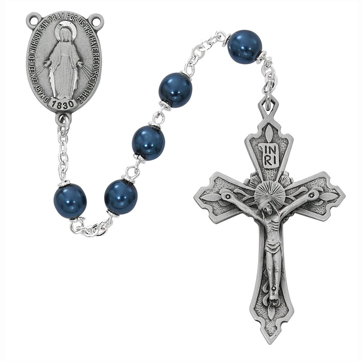 7mm Locklinked Metallic Blue Rosary R887F