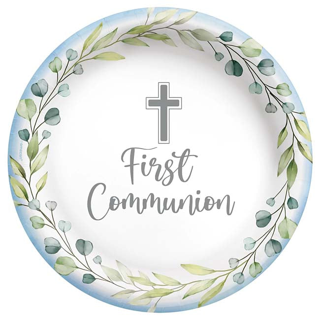 20ct My First Communion 10 inch Plates - Blue