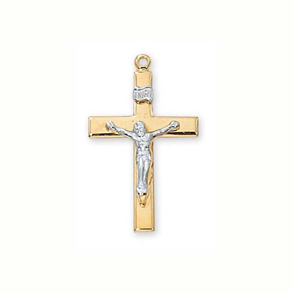 18kt Gold Plated Sterling Silver Crucifix in 2 tones  no. J7018
