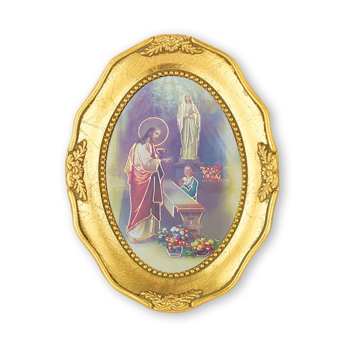 4.5 inch Gold Frame with Communion Boy Frame