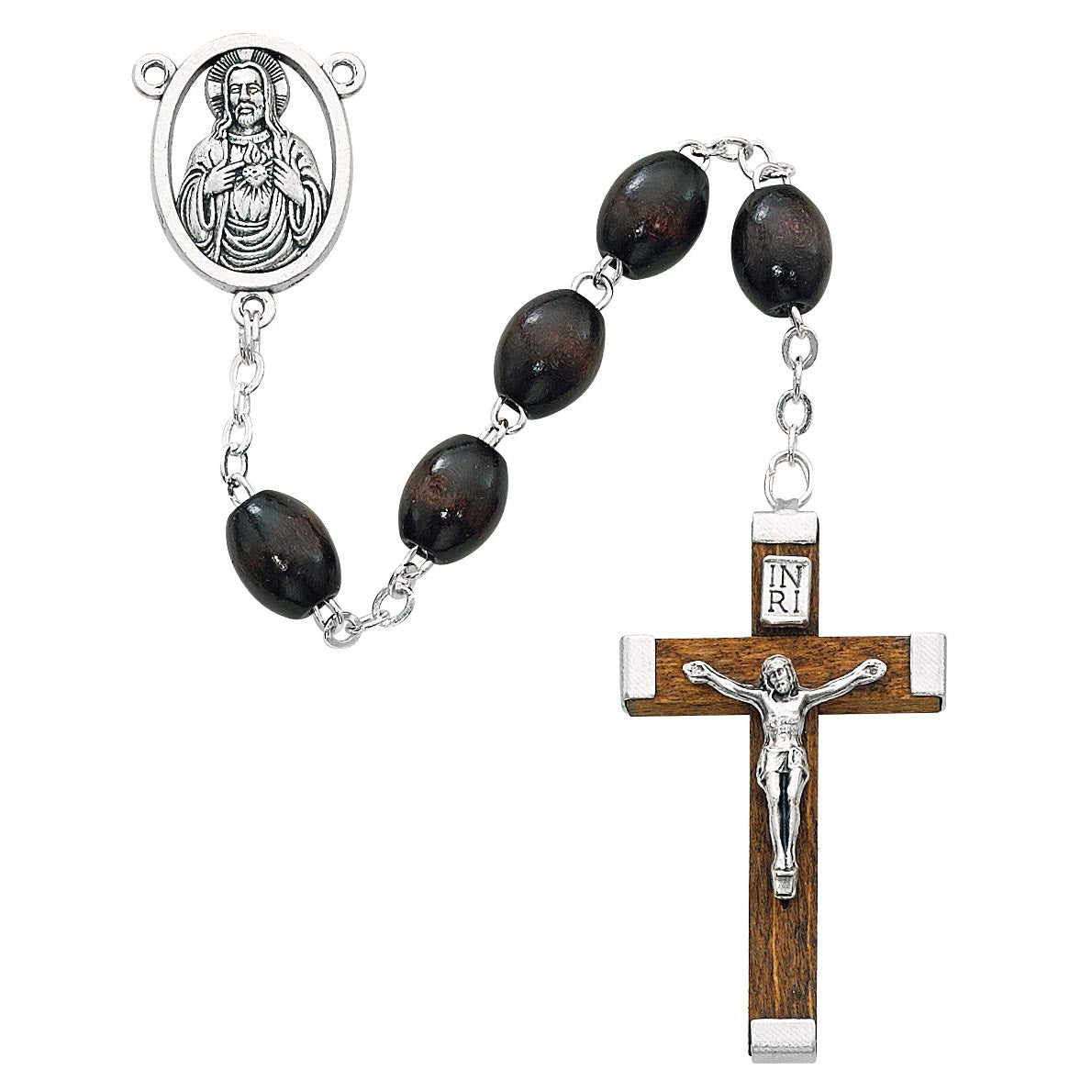 6x8mm Brown Wood Rosary with Wood Crucifix no. 150R