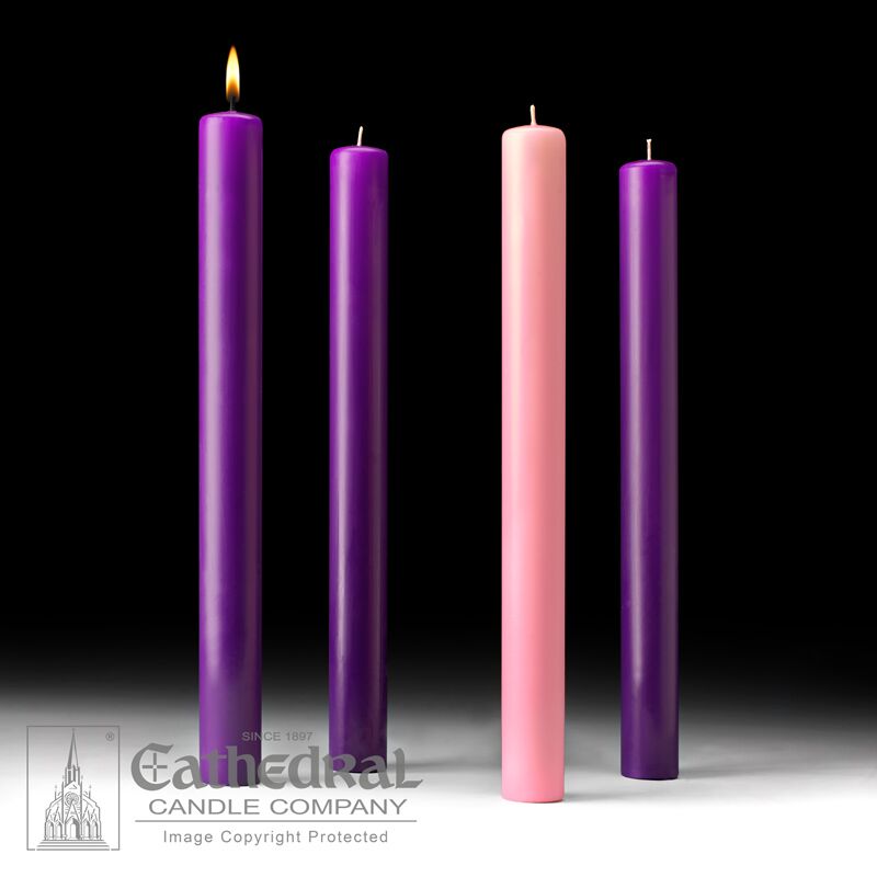 1-1/2x16 inch 51% Beeswax Advent Candles Purple & Pink 82116004