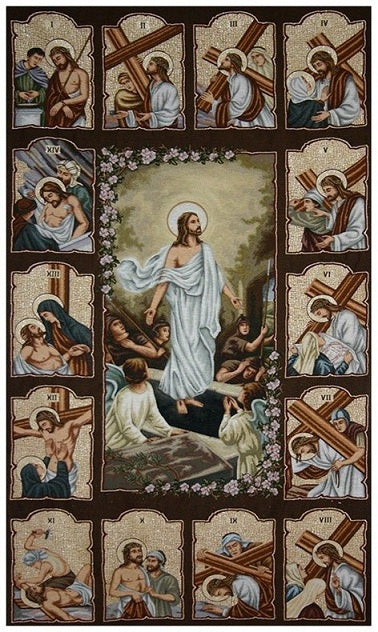 Stations of the Cross (Via Crucis) Tapestry Wall Banner
