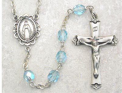 March Sterling Silver Birthstone Rosary