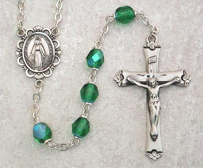 May Sterling Silver Birthstone Rosary