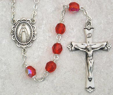 July Sterling Silver Birthstone Rosary