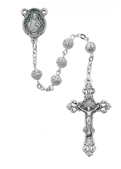 6mm SIlver Filigree Rosary 808SF