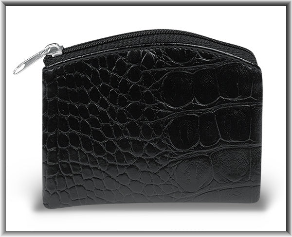 Black Textured Vinyl Case Crocodile Pattern with Lining