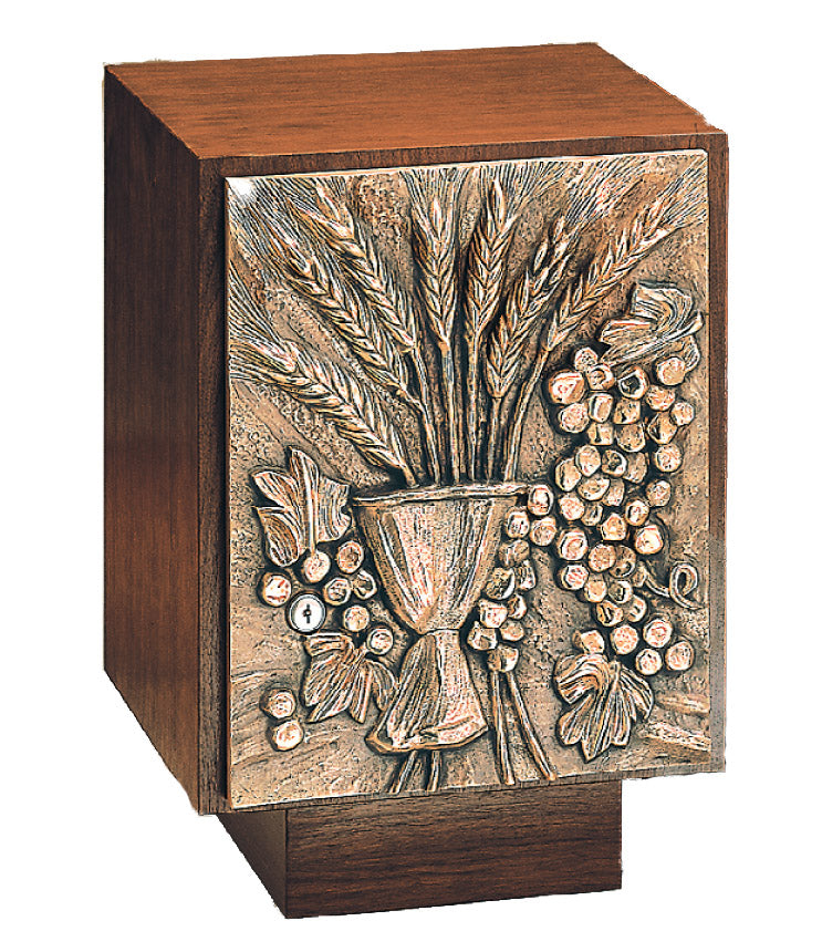 Eucharistic Bas Relief Tabernacle with Wood Case  96TAB31