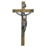 Antiqued Silver Corpus Resin Crucifix - 20 inch