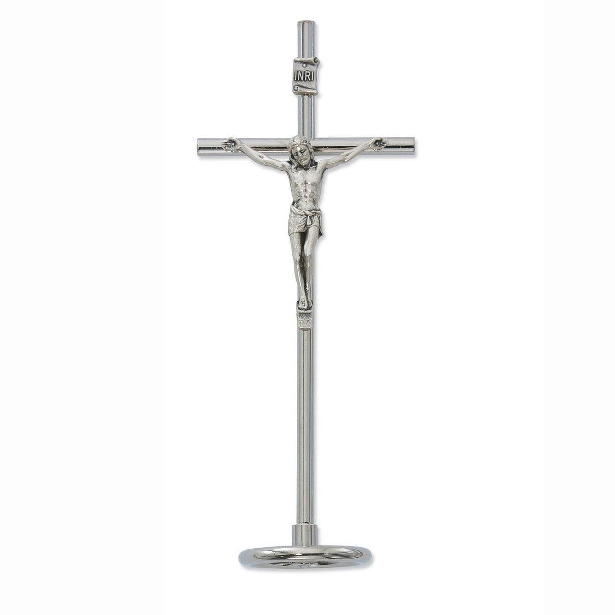 6.5in Standing Silvertone Metal Crucifix