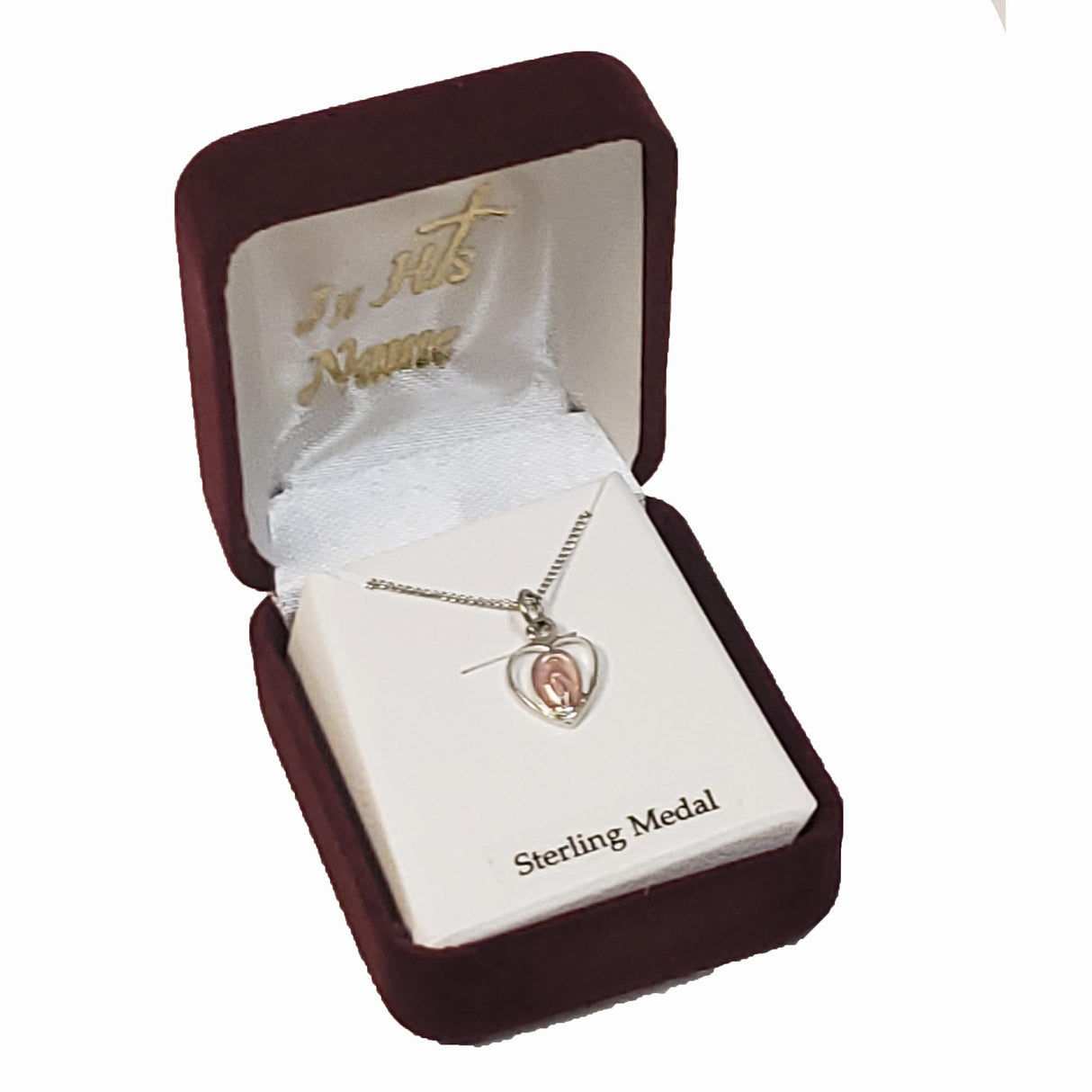 Heart Shaped - Pink Enameled Silver Miraculous Medal   LMHP