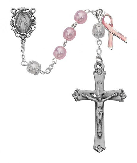 Cancer Pink Glass Rosary 791SF