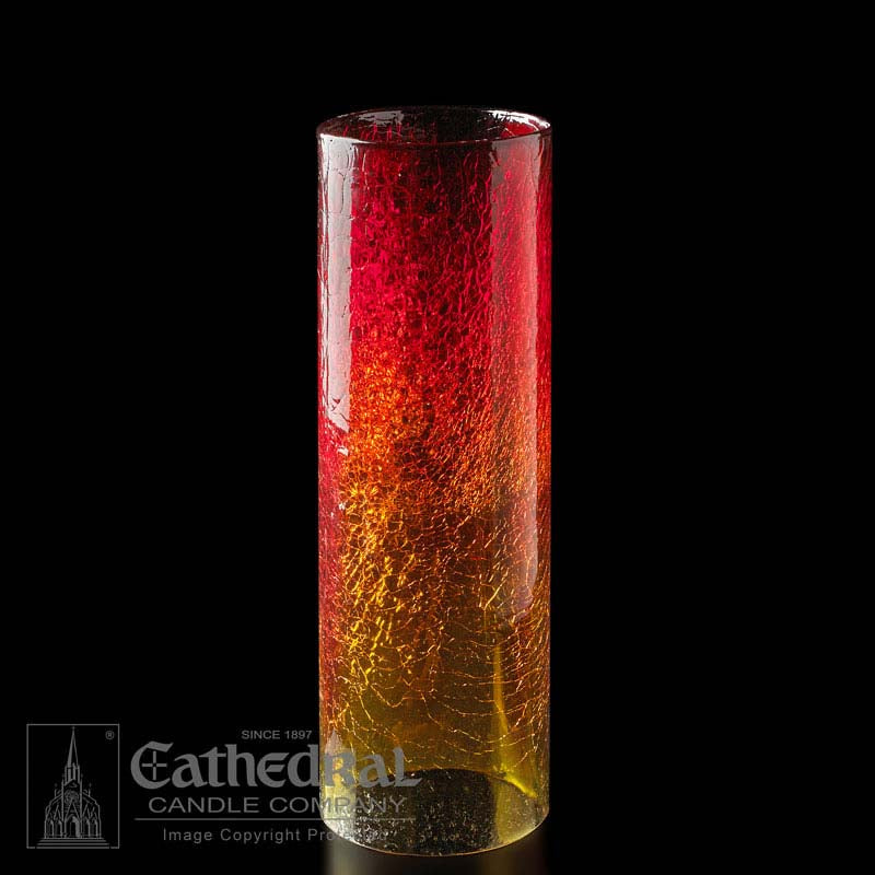 14 day Crackle Glass Cylinder Red & Vintage