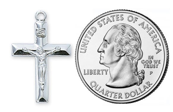 Sterling Silver Beveled Crucifix Pendant L8010