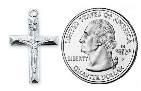 Sterling Silver Beveled Crucifix Pendant L8010