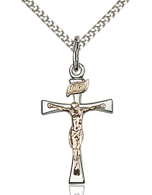 Two Tone Flared Edge (or Maltese) Crucifix -Gold Fill & Silver 2237GF/SS