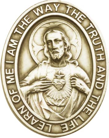 Antique Gold Sacred Heart of Jesus Visor Clip 6798VG