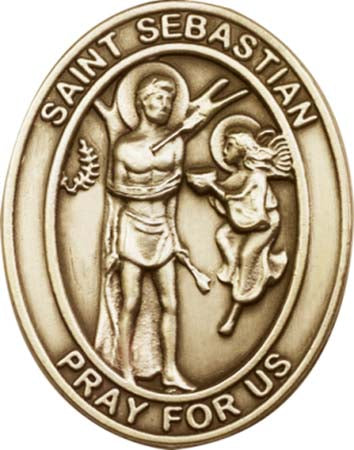 Antique Gold St. Sebastian Visor Clip