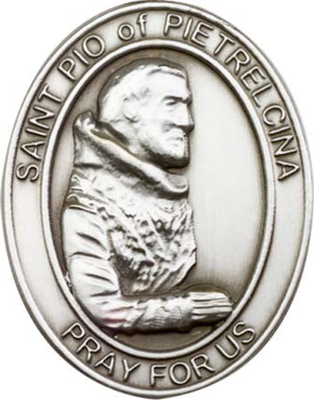 Antique Silver St. Pio of Pietrelcina Visor Clip 6825V