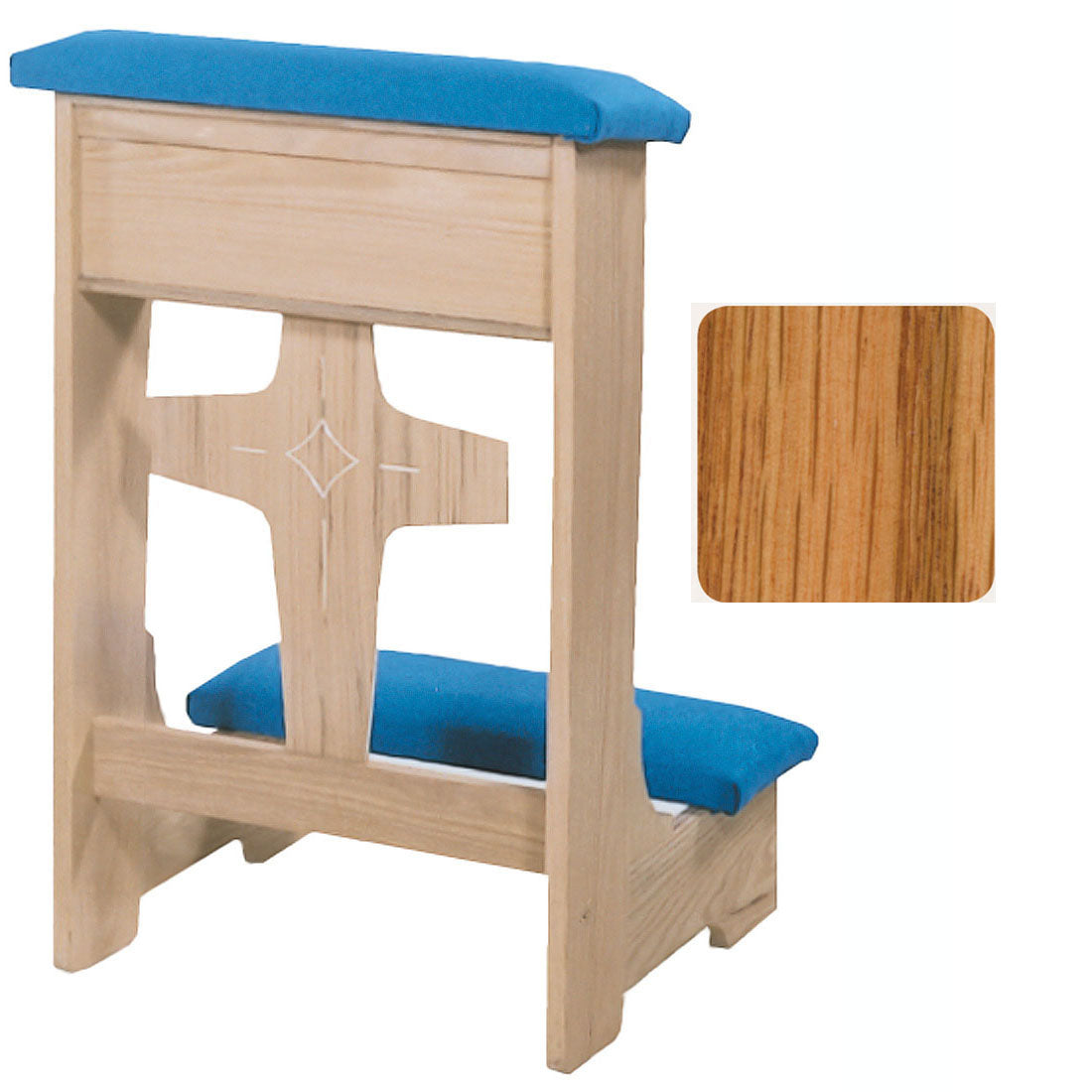 Light Oak Modern Cross Front Kneeler no. 53