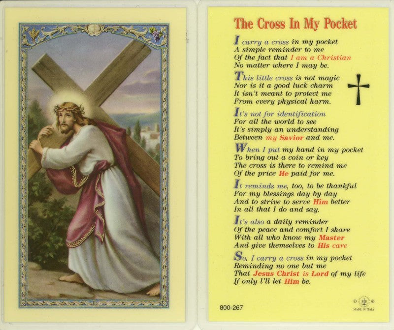 Cross in My Pocket Holy Card  - 800-267