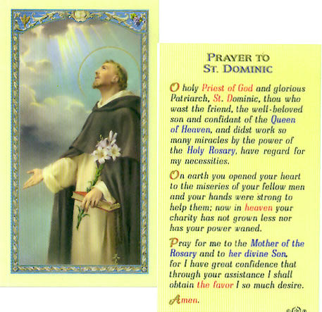Saint Dominic Prayer Card - 800-155