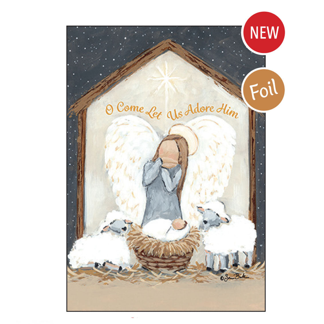Deluxe Foil Sara Baker Angel Christmas Cards 6ct