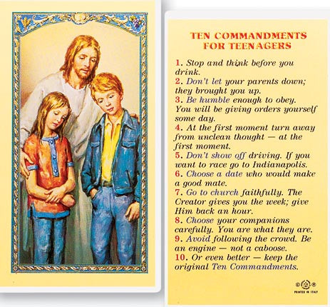 10 Commandments for Teenagers Holy Cards - 800-142