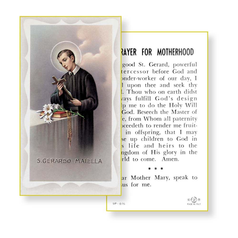 St Gerard Paper Holy Cards with Prayer for Motherhood