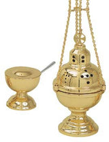 4 Chain Censer with Cross Finial and Matching Boat - no. K701