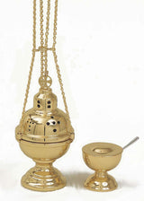 4 Chain Censer with Cross Finial and Matching Boat - no. K701