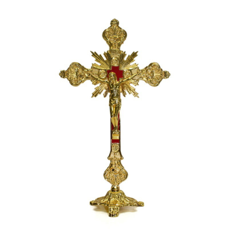 Gold Finish Sunburst Table Crucifix CX3500