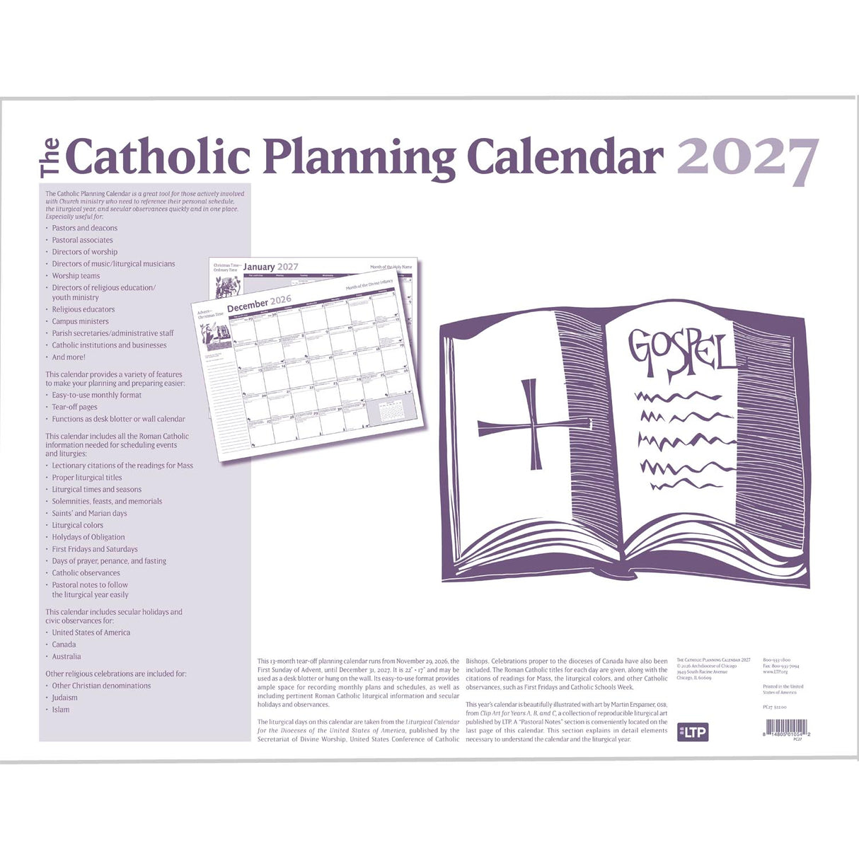 Catholic Planning Calendar 2027 Blotter Size