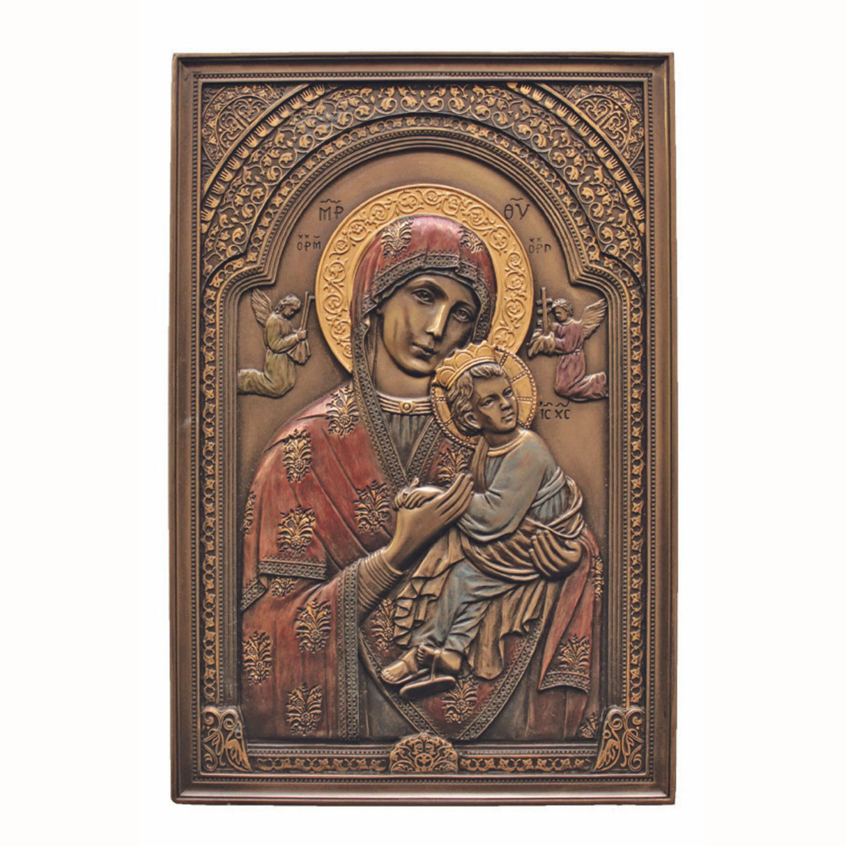 Our Lady of Perpetual Help Colored Bronze Plaque