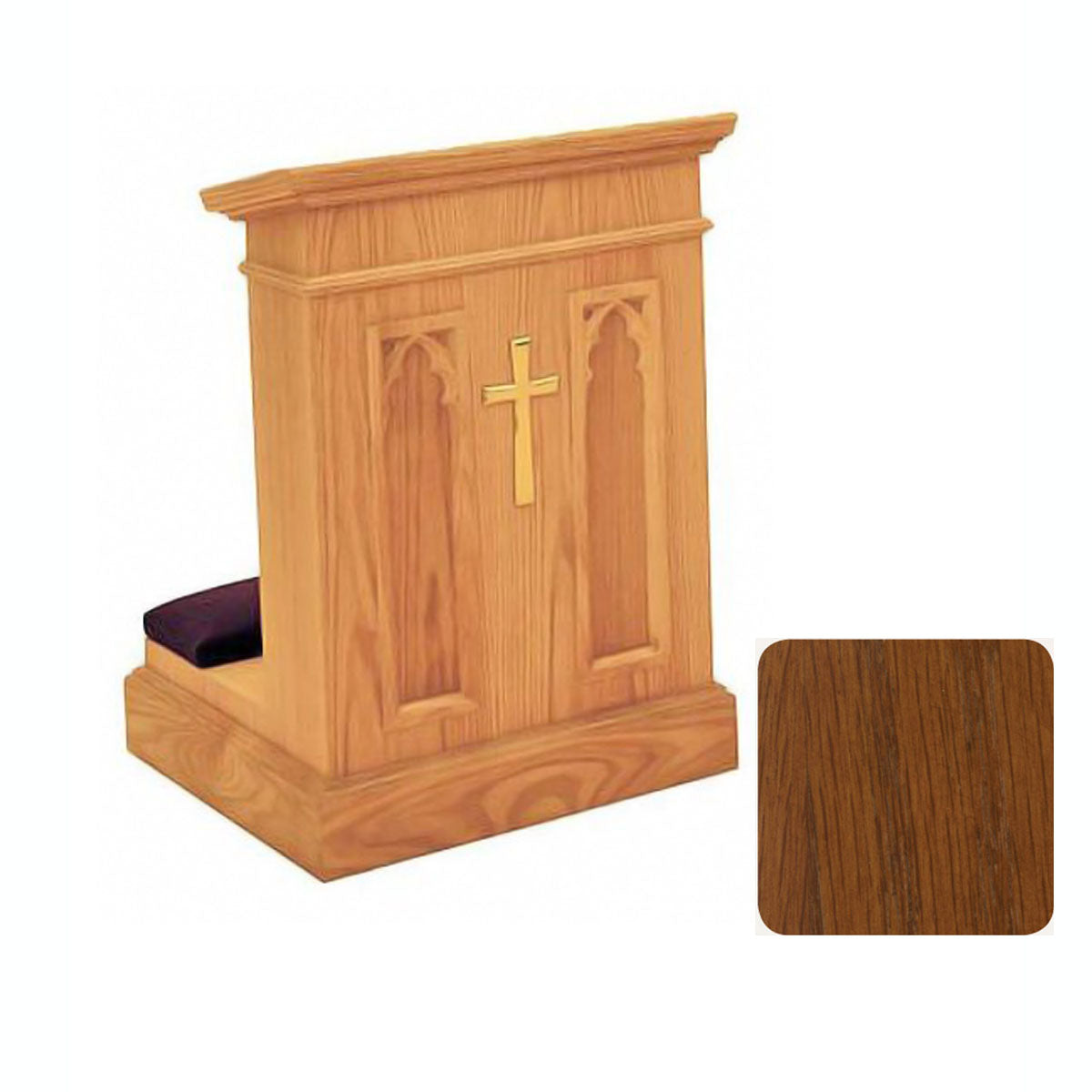 Sienna Finish Enclosed Front Prie Dieu with Gothic Arches W1210