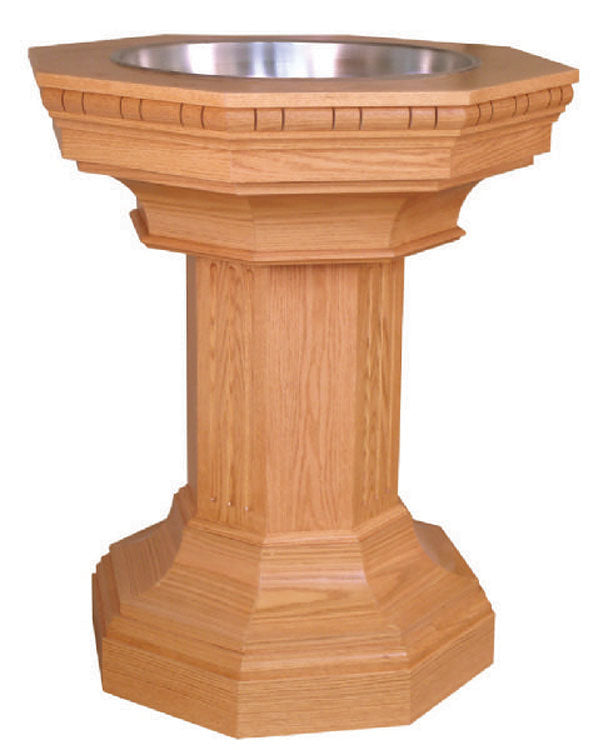 Large Octagon Wood Baptismal Font - no. 658