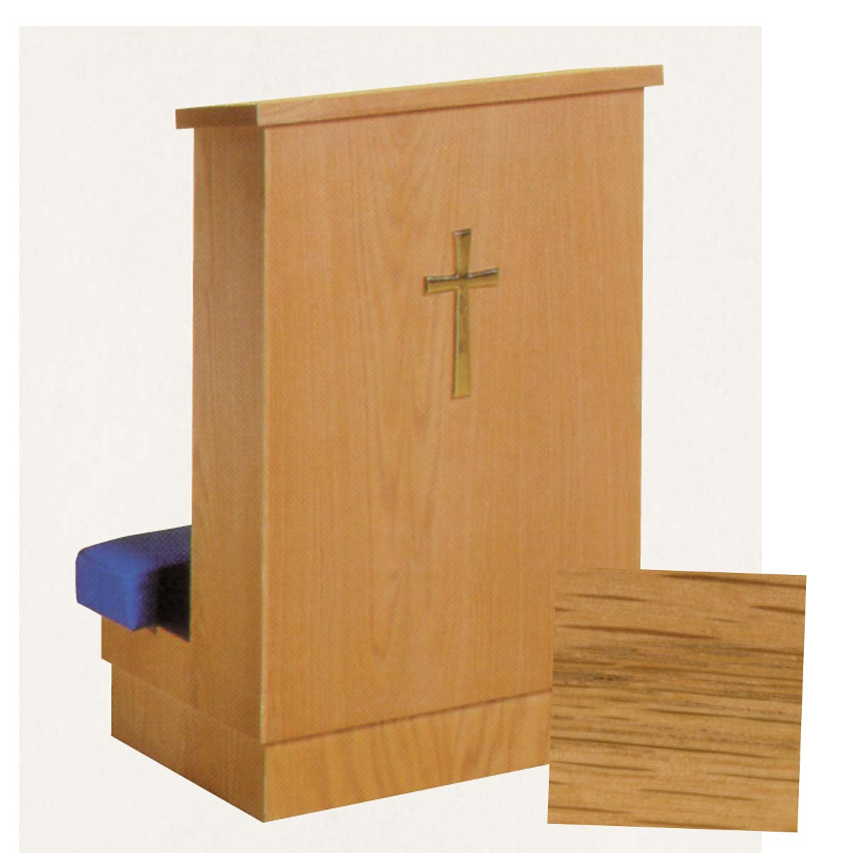 Solid Front Kneeler (Prie Dieu) with Shelf - Pecan 8011